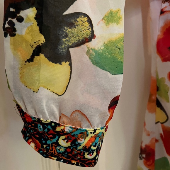 Kut From The Kloth Watercolor Button Down Blouse with Tie Waist - Picture 5 of 7